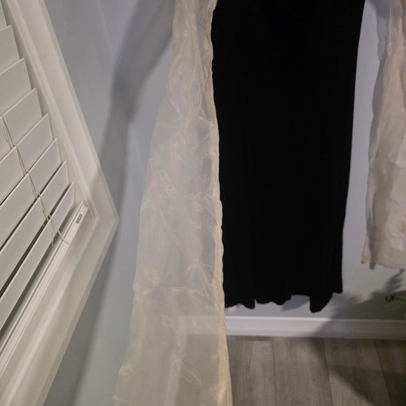 CIDER Black Velvet Maxi Dress Sheer Bow Formal Evening Gown XL - Picture 3 of 14